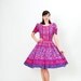 Vintage 1970s Party Dress - 70s Summer Dress - Violet & Hot Pink Mosaic Print