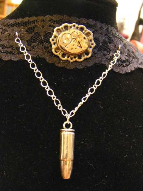 Number One with a Bullet lace and clockwork steampunk choker
