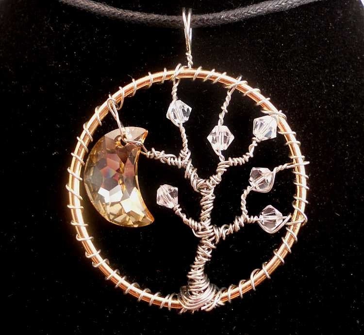Starry night tree of life pendant