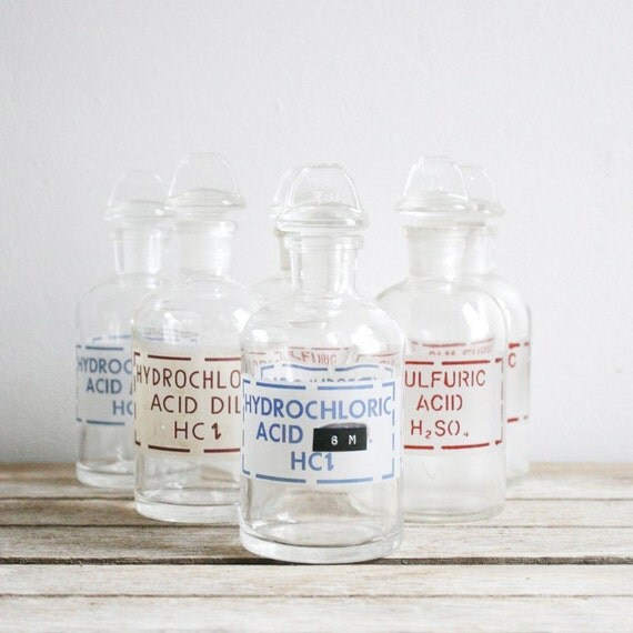 vintage apothecary lab glass bottles by lacklusterco on Etsy