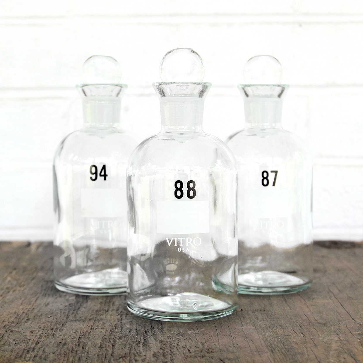 vintage numbered apothecary lab glass bottle