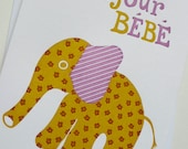 Letterpress Baby Card - Bonjour Bébé