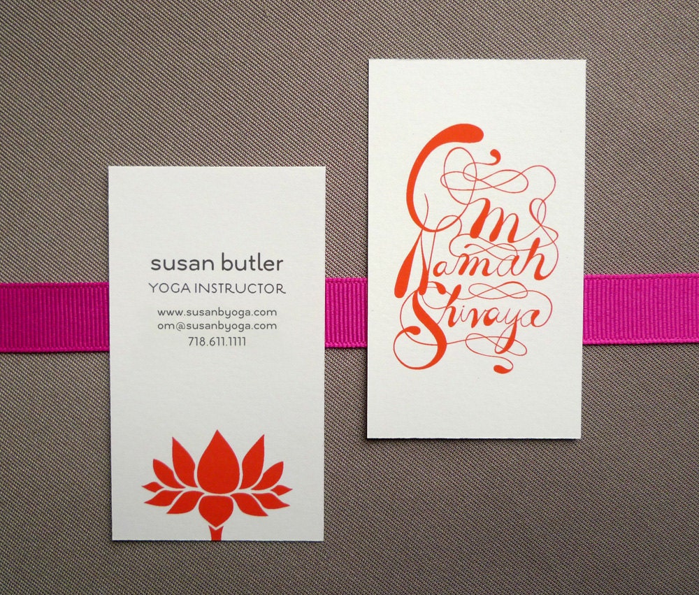 100 Custom Yoga Calling Cards - Lotus design