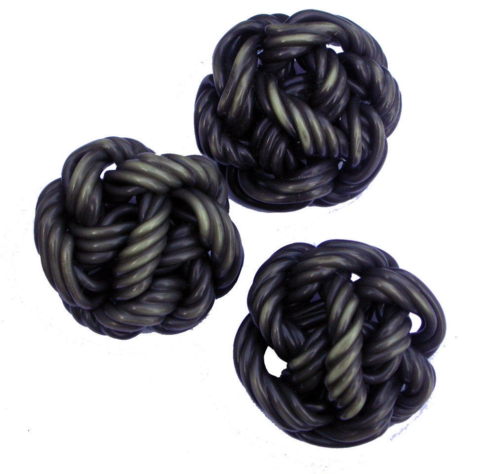 Vintage Shank Buttons, Large Extruded, Molded, Knot, Grey, Tan, Great for Upcycling, Sewing, Crafts, set of 3, 35mm