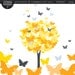 Digital Clip Art - The Butterfly Tree - in Yellow and Gray