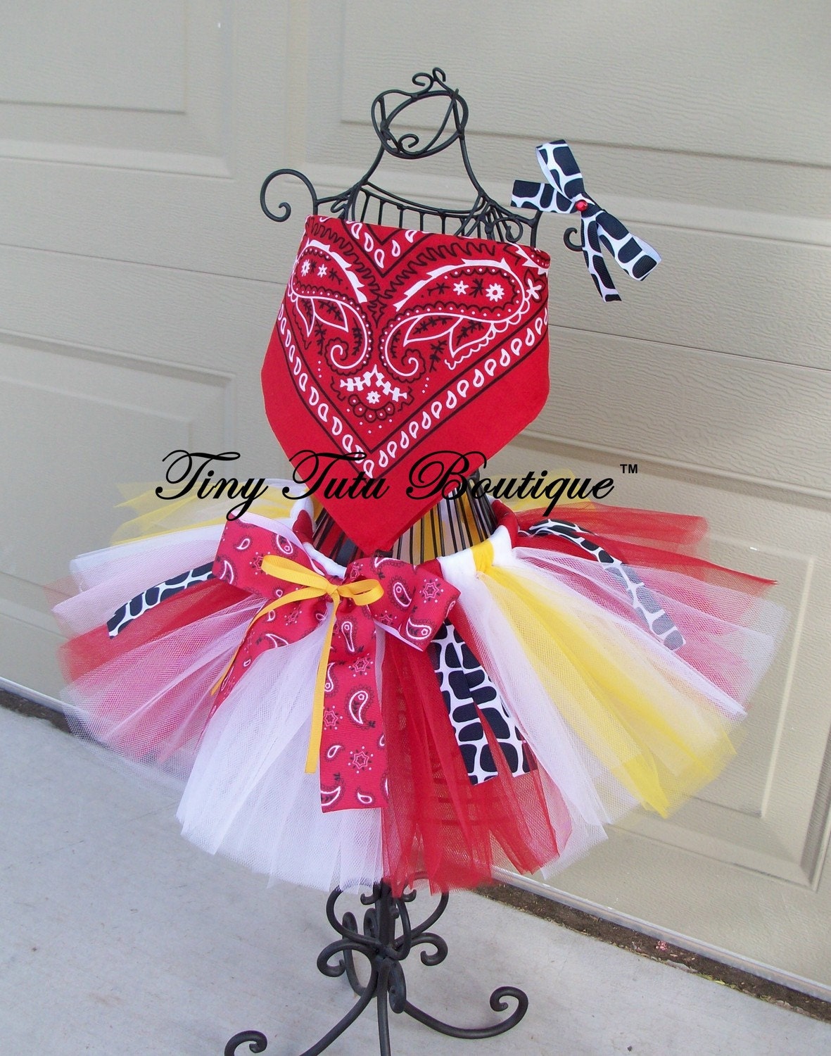 Jesse the Cowgirl- Red,White,Yellow baby/child Tutu Set- 2T/3T, 4T/5T