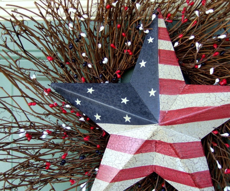 Summer Wreath - Patriotic Wreath - Star Wreath - Flag Wreath
