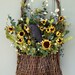 Summer Wreath - Fall Wreath - Wreath for Door - Door Basket - Primitive Sunflower Basket
