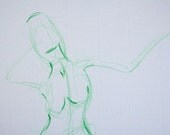 Nude in green - an original drawing