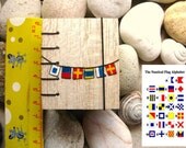 SAMPLE Journal Mini Blank Book Custom Personalized, Nautical Boat Code Flag Alphabet Coptic Stitch