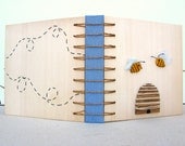 Bee Hive & Bumble Bees, Wedding Guest Book / Album Secret Belgian Binding . ready to ship