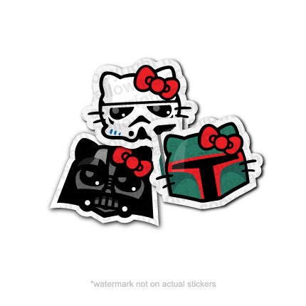 Pack Set of 3 Stickers - Storm Kitty, Darth V Kitty and Boba Kitty