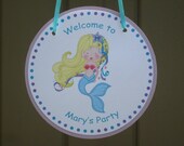 Blue Lagoon...Customized Mermaid Party Hanging Door Sign Il_170x135