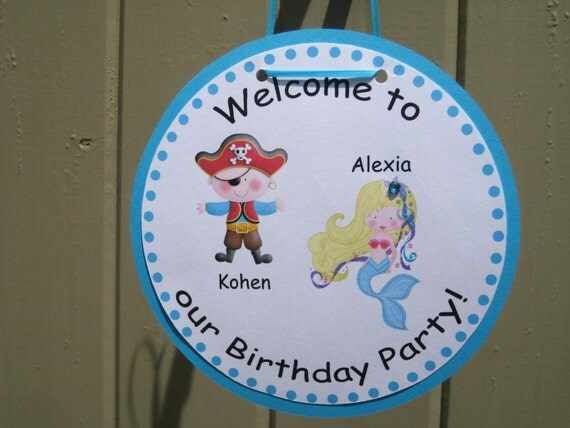 Treasure Cove...Customized Mermaid and Pirate Party Hanging Door Sign Il_570xn