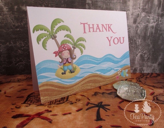 Pirate Girl Party Custom Thank You Notes - Ahoy Matey Collection from Tea Party Designs Il_570xn