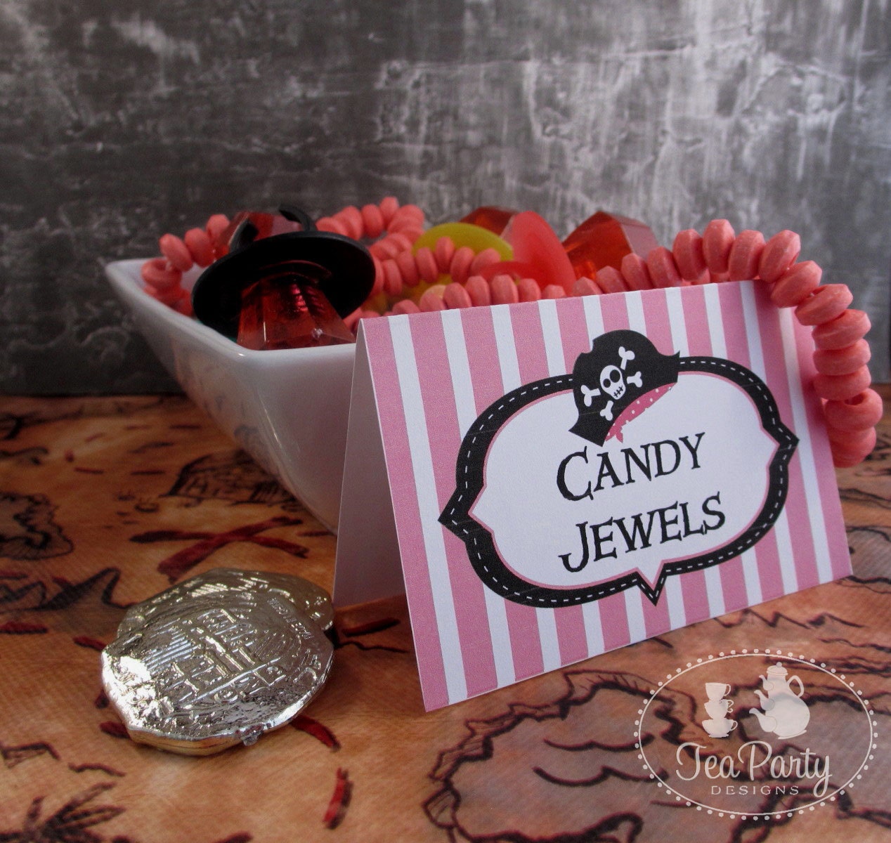 Pirate Girl Party Custom Tent Place Cards - Ahoy Matey Collection from Tea Party Designs Il_570xn