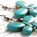 on Vacation / Turquoise Butterfly Earrings. Freshwater Pearl. Swarovski Crystals. Antique Copper, Teal Blue