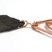 Raw Hammered Copper Geometrical Pendant - Black Lava Stone - Leather Necklace with Handmade Stone Closure - Orange Black Fall Fashion
