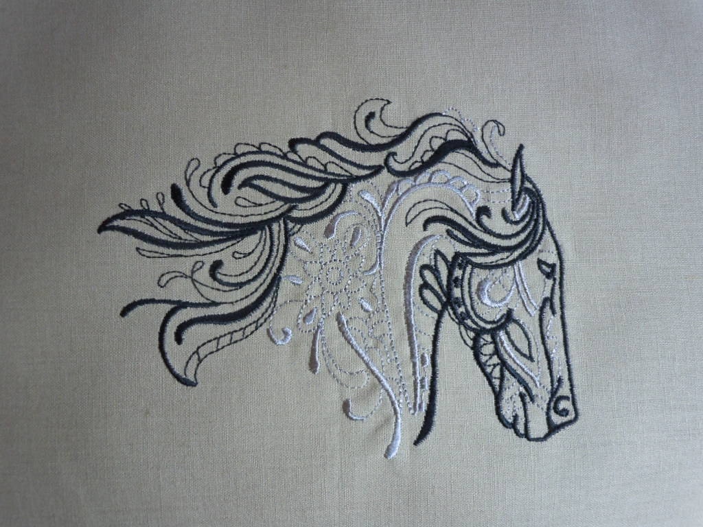 Quilt Block - Machine Stitched Embroidered Great Majestic Horse Head