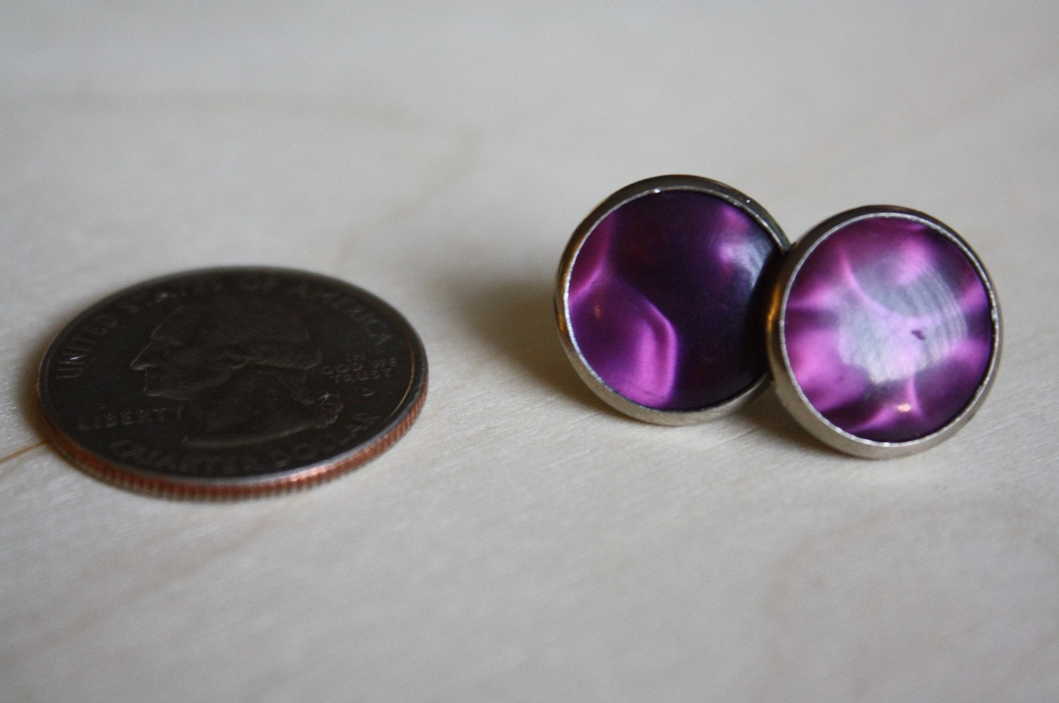 Vintage Purple Button Earrings
