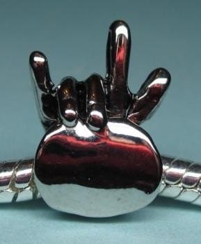 Silver Hand I LOVE YOU Charm fits European Bracelets - Item C44