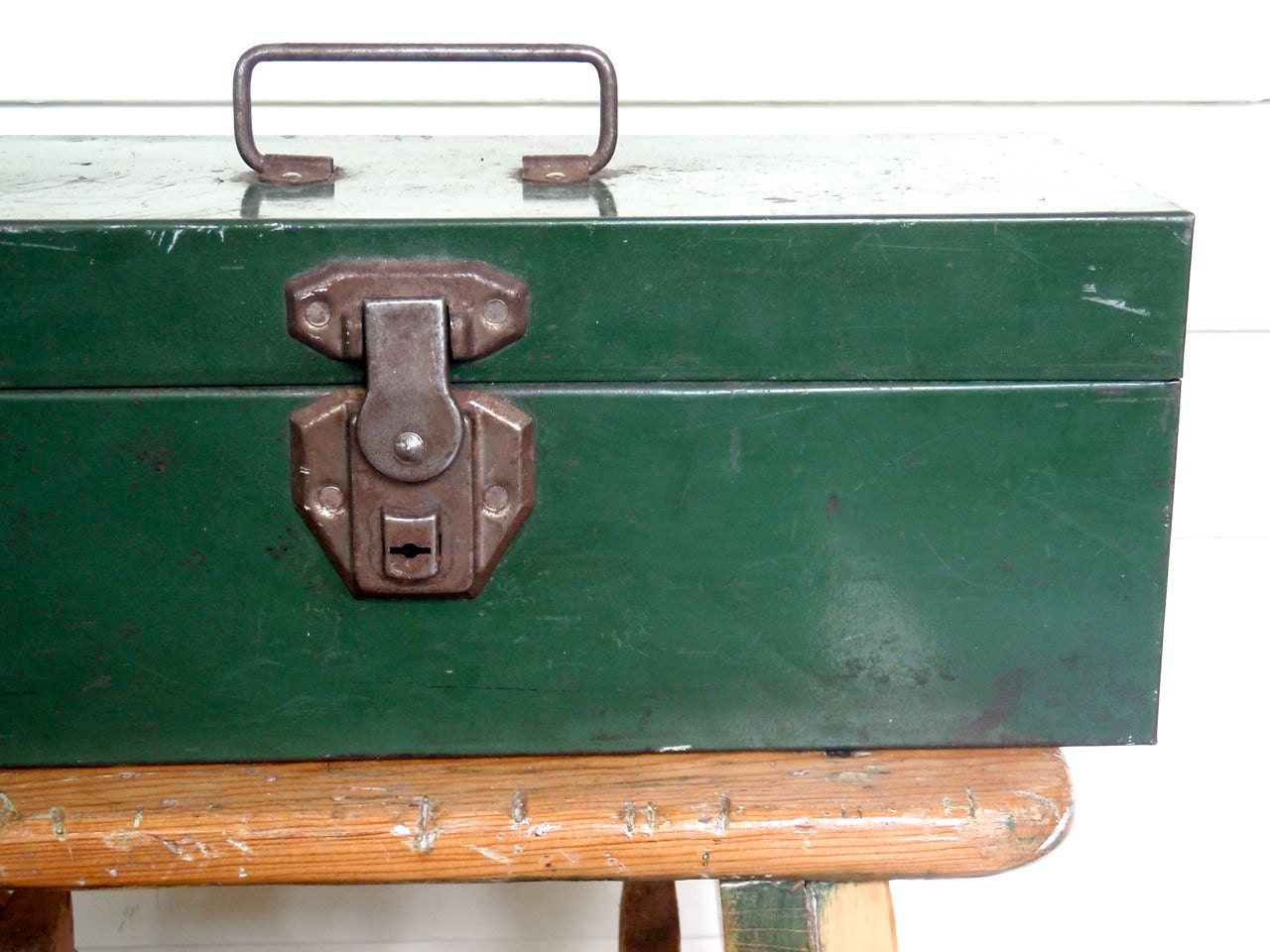 Vintage Green Metal Toolbox
