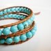 Turquoise Magnesite Double Leather Wrap Bracelet