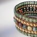 5 Row Beaded Cuff Leather Jasper Green Aventurine