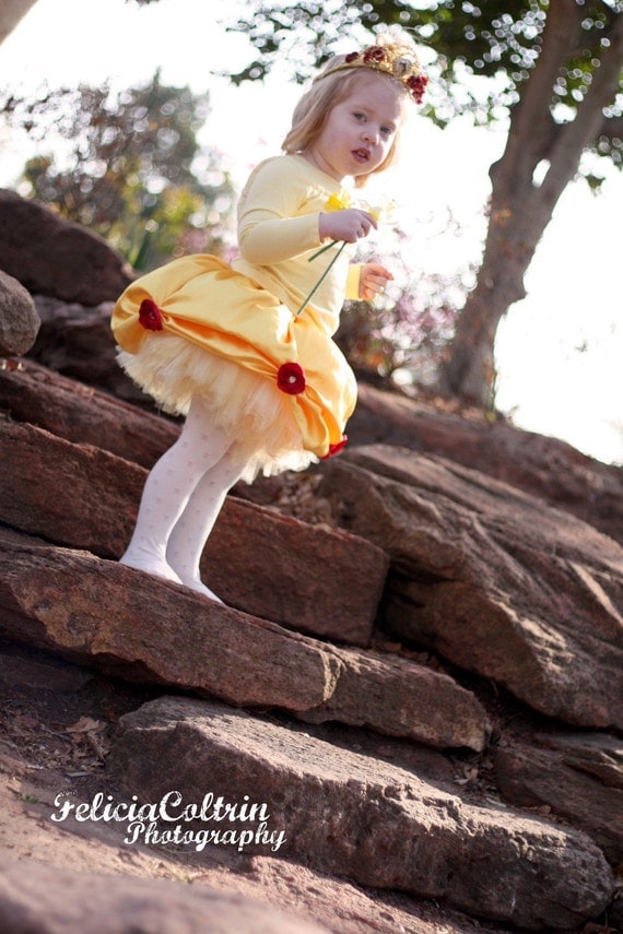 Beauty and the Beast Princess Inspired 3 Piece Tutu Costume Sizes Newborn to 4T