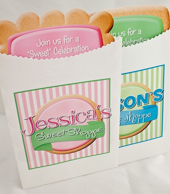SUGAR COOKIE Bag Invitation - Printable Sweet Shoppe Invitation Il_570xn