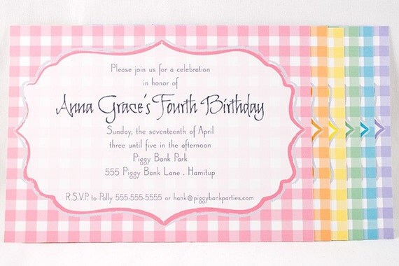 GIRLIE GINGHAM Invitation - DIY Printable Il_570xn