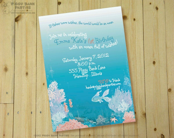 OCEAN BLUE Invitation - Personalized Printable Il_570xn