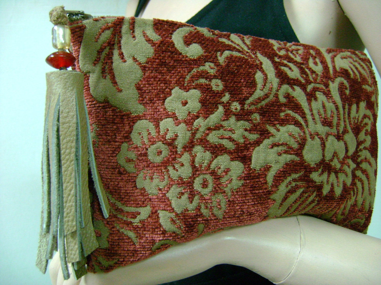Coin,Makeup Bag Purse Clutch Vintage Fabric tassel Zipper Pull Renaissance style