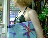 Blue Tie Dyed Leather Clutch Purse