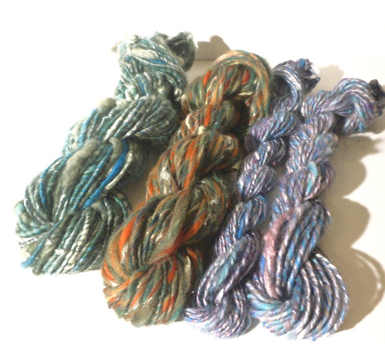 Tiny Skeins Set of four Handspun Samples
