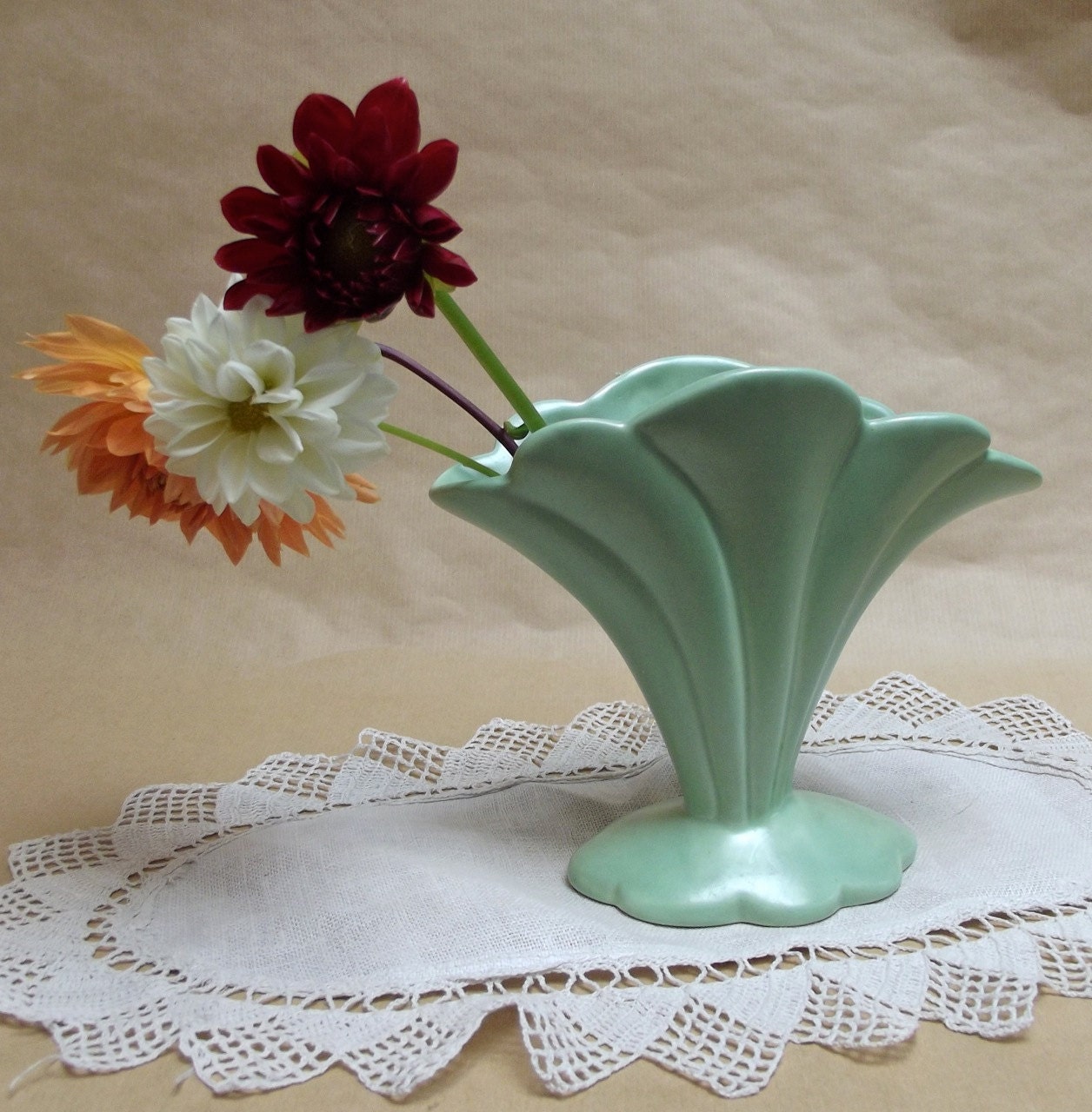 Vintage Shabby Green Vase