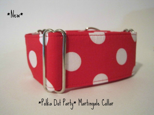 Martingale Collar, Red and White, Polka Dot, Dog Collar, Custom Dog Collars, Greyhound Collars
