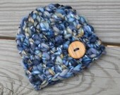 Blue River Rock Wood Button Beanie Size Newborn Baby Hat