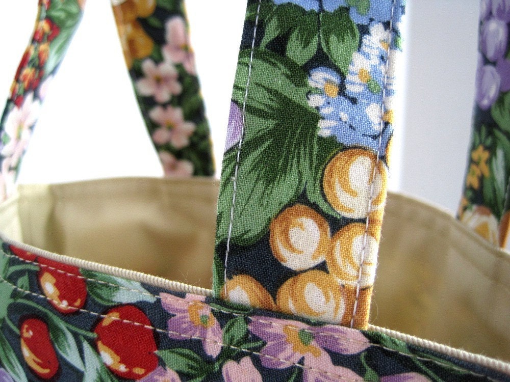 Fabric Tote Bag Cotton Fruit Print