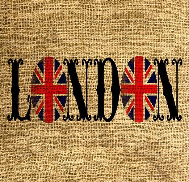 INSTANT DOWNLOAD LONDON Union Jack Vintage Font - Download and Print - Image Transfer - Digital Sheet by Room29 - Sheet no. 613