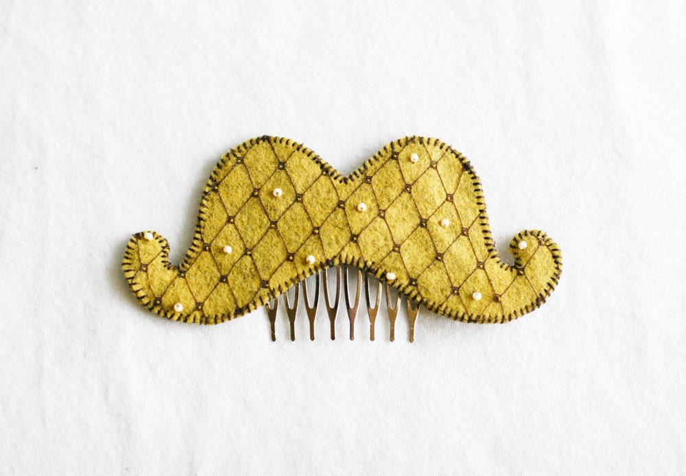 Custom Color & Size / Mustache Clip, Comb, Necklace, Brooch, or Headband / 3.5 - 5"