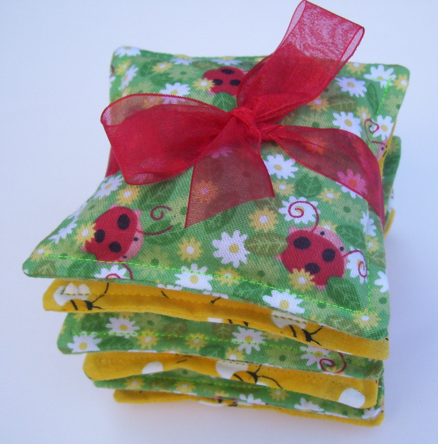 6 ORGANIC BEAN BAGS LADYBUGS and BUMBLEBEES by SuperSpaghetti