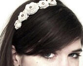 Flower Headband Bridal Headband Hair Accessories Wedding Hairpiece Ivory Hairband  Leather Headband