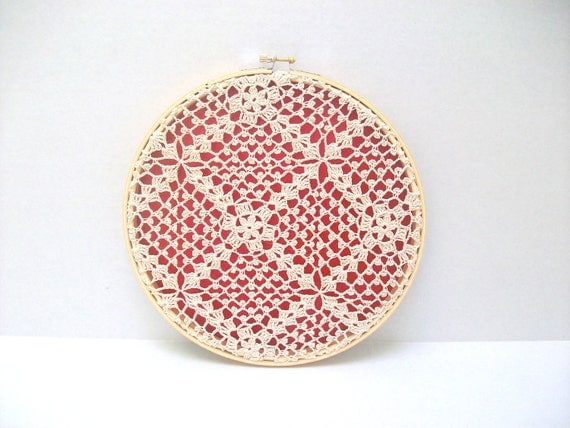 Embroidery Hoop Art - handmade lace - house decoration - wedding gift