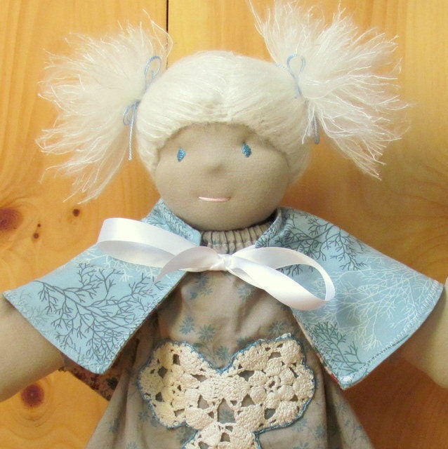 Waldorf doll sewing pattern and tutorial for reversible cape capelet shawl