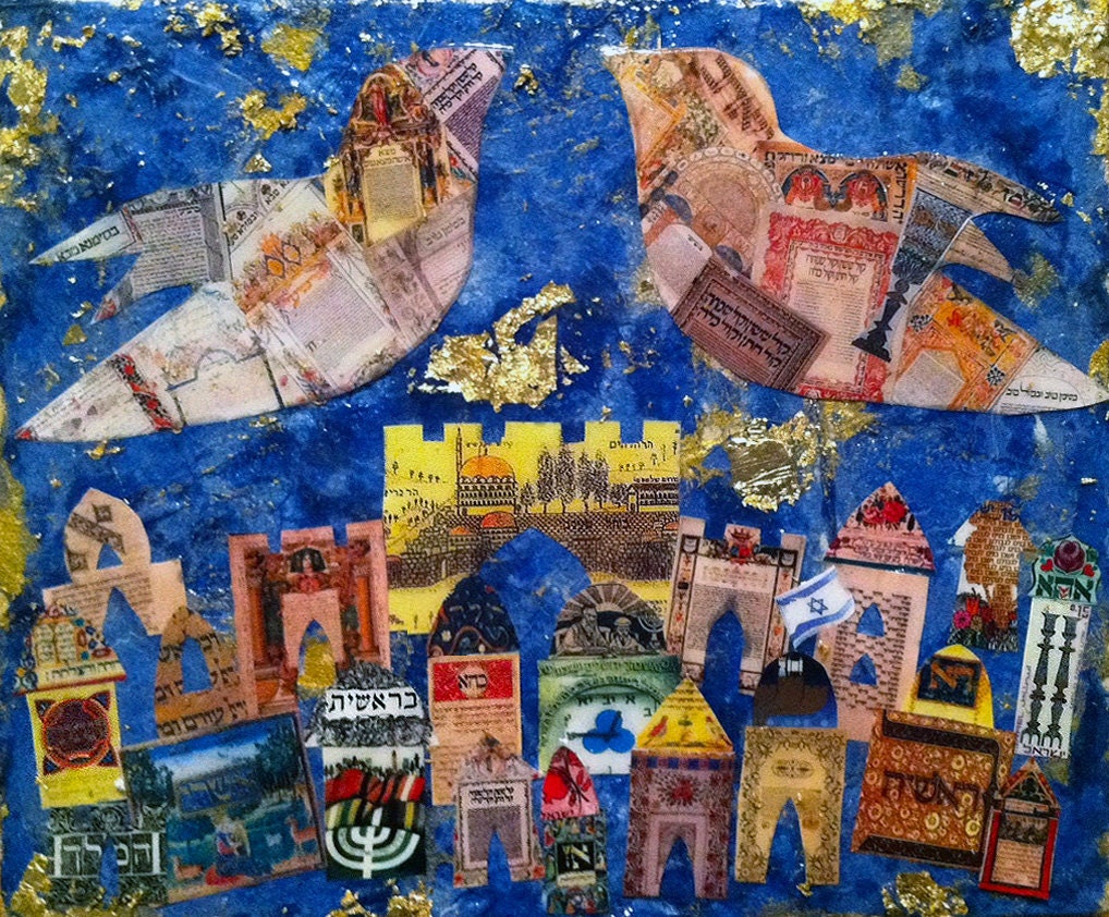Judaic Mixed Media Art Oseh Shalom Peace