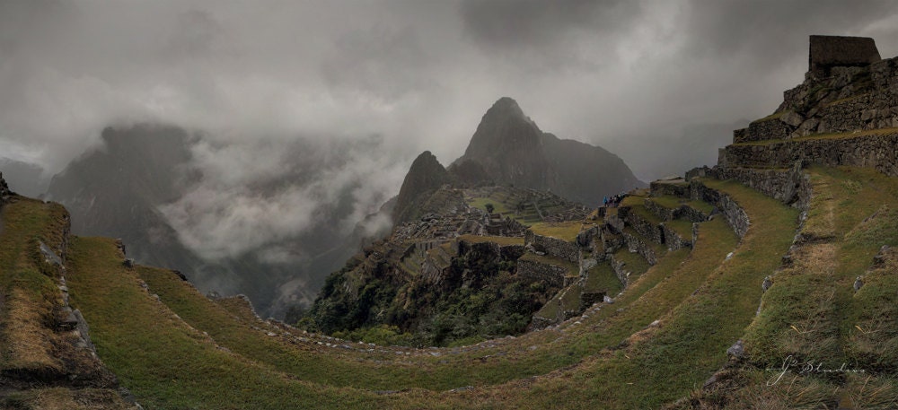 Pictures of Machu Picchu, Ruins in the Mist, Fine Art Photography Print, Panorama Photo Mysterious South America