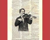 Vintage Violinist - upcycled 8x10 1898 dictionary page print - BONUS - Buy 3 Prints, Get 1 More For FREE