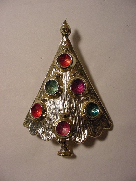 VINTAGE BJ JEWELRY CHRISTMAS TREE BROOCH OR By HardlyAbleStable