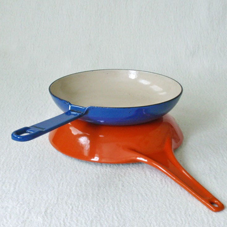 Vintage Blue Enamelware Sauté Pan Made in France